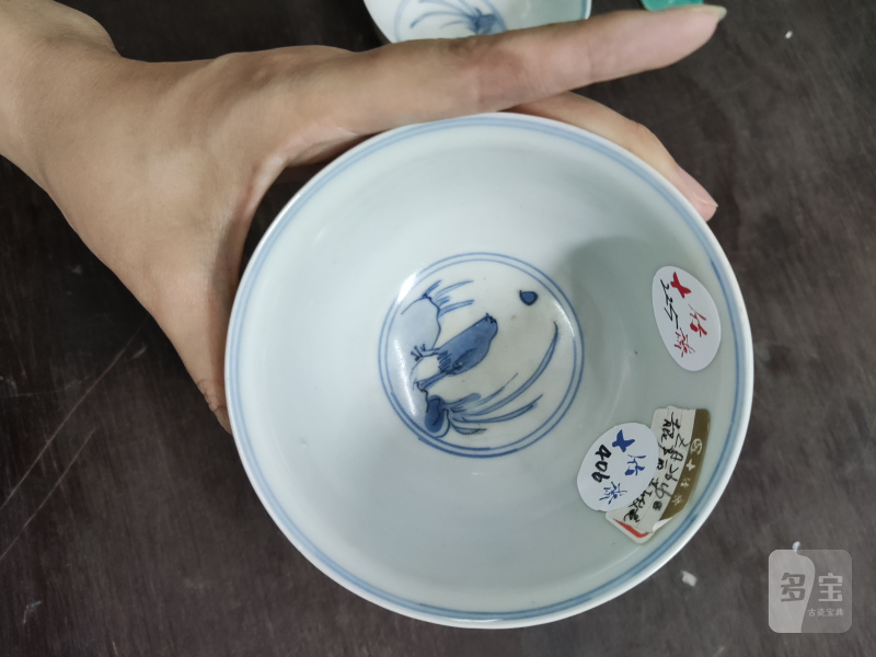 明 青花芦雁纹碗一对 - 图7